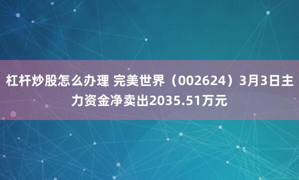 杠杆炒股怎么办理 完美世界（002624）3月3日主力资金净卖出2035.51万元