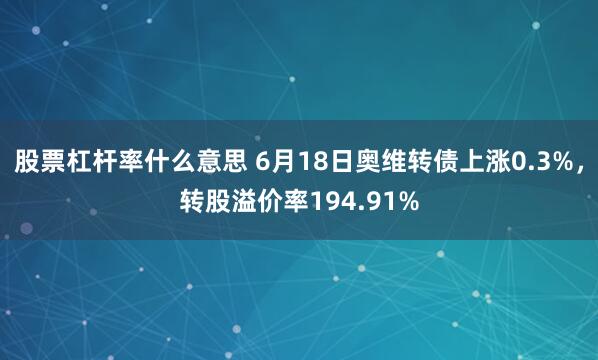 股票杠杆率什么意思 6月18日奥维转债上涨0.3%，转股溢价率194.91%